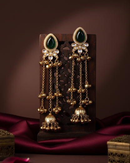 Green Nidhi Kashmiri Look Ghunghru Jhumka Earring