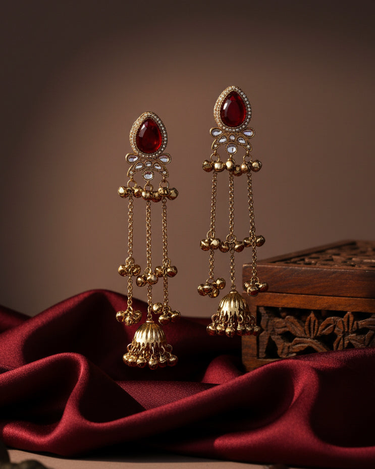 Ruby Nidhi Kashmiri Look Ghunghru Jhumka Earring
