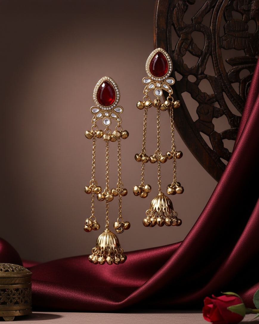 Ruby Nidhi Kashmiri Look Ghunghru Jhumka Earring
