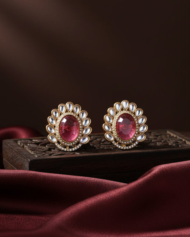Pink Rupali Premium Stud Earring