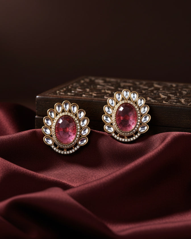 Pink Rupali Premium Stud Earring