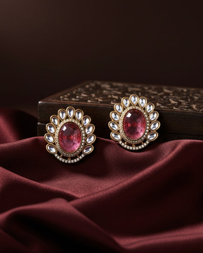 Pink Rupali Premium Stud Earring