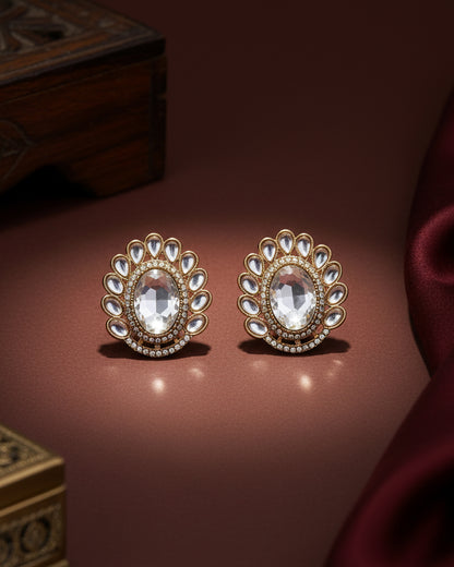 Silver Rupali Premium Stud Earring