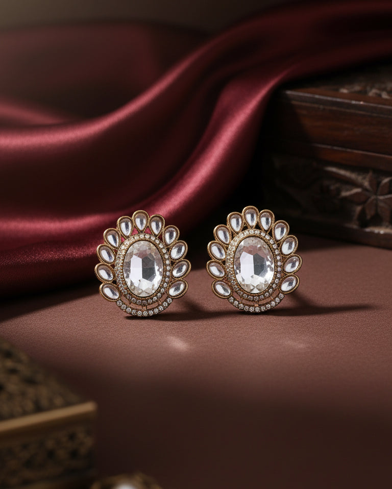 Silver Rupali Premium Stud Earring