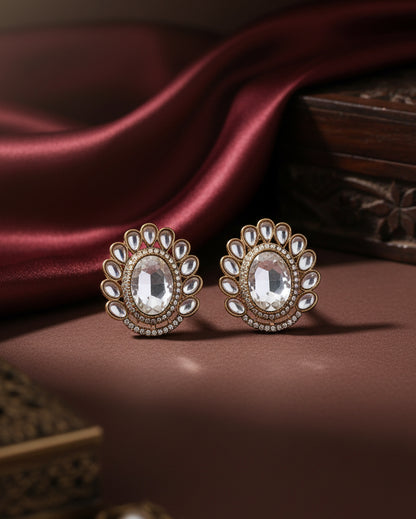 Silver Rupali Premium Stud Earring