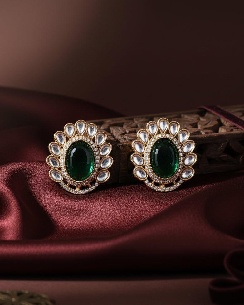 Green Rupali Premium Stud Earring