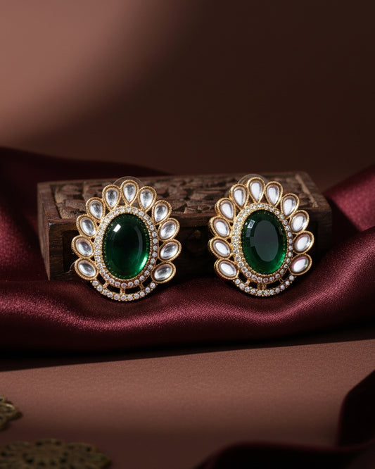 Green Rupali Premium Stud Earring