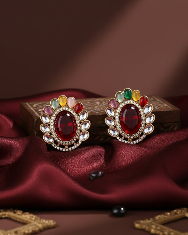 Ruby Multi Rupali Premium Stud Earring
