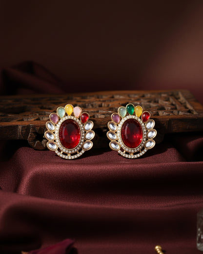 Ruby Multi Rupali Premium Stud Earring