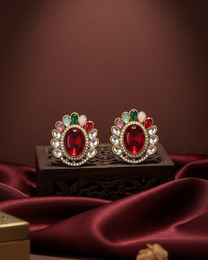 Ruby Multi Rupali Premium Stud Earring