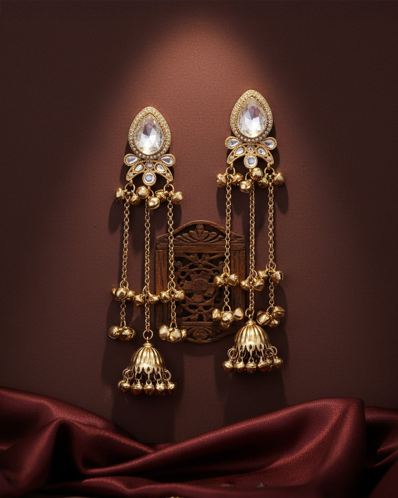 Silver Nidhi Kashmiri Look Ghunghru Jhumka Earring