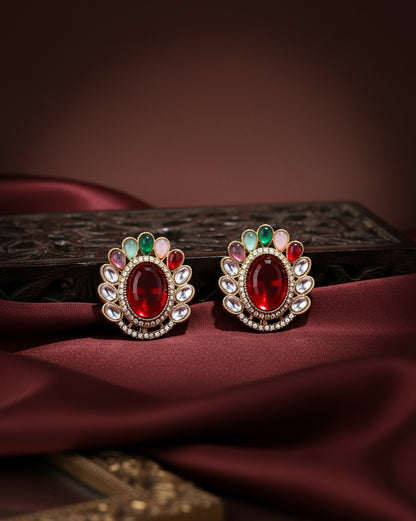 Ruby Multi Rupali Premium Stud Earring