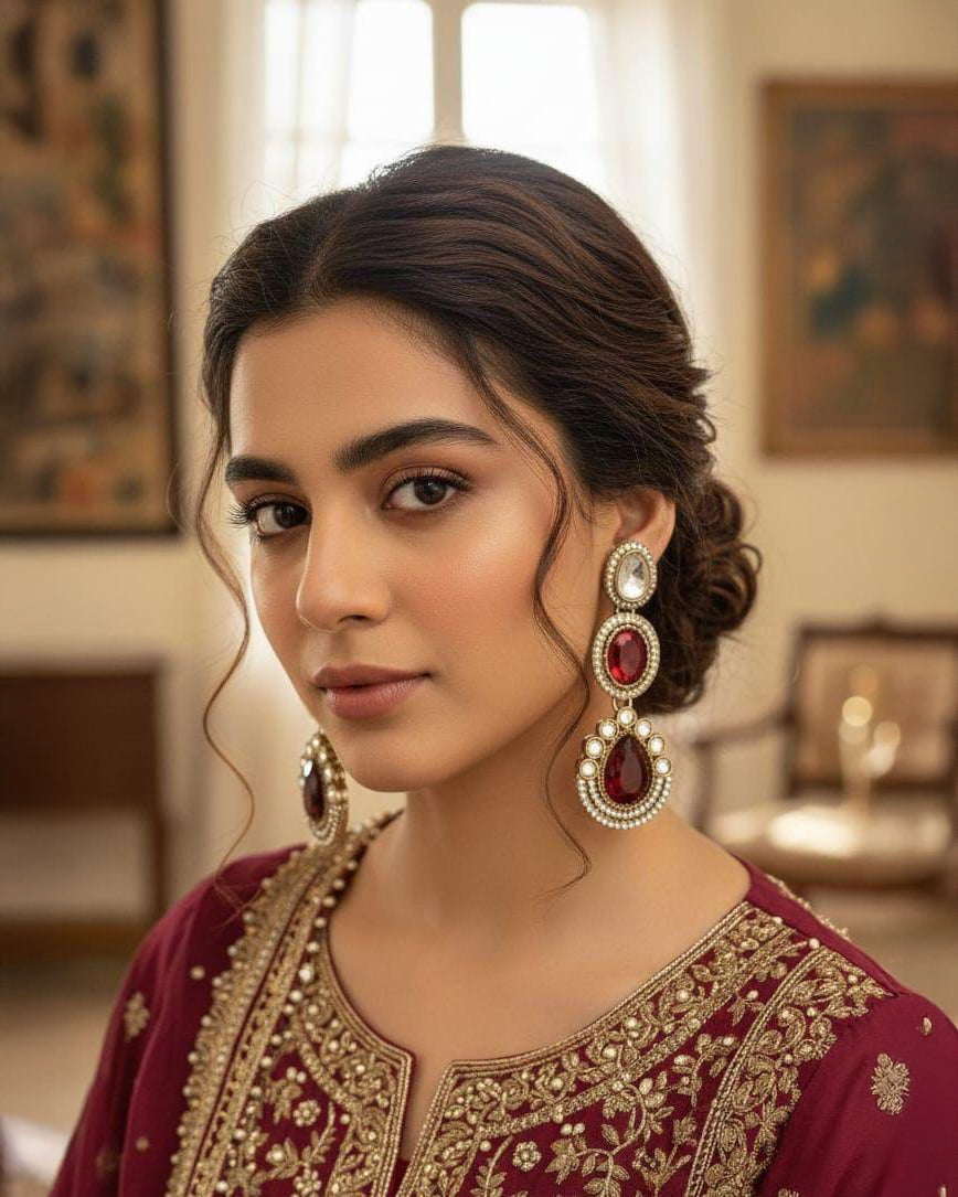Ruby Amreen Premium Designer Zircone Polki Dupe Earring