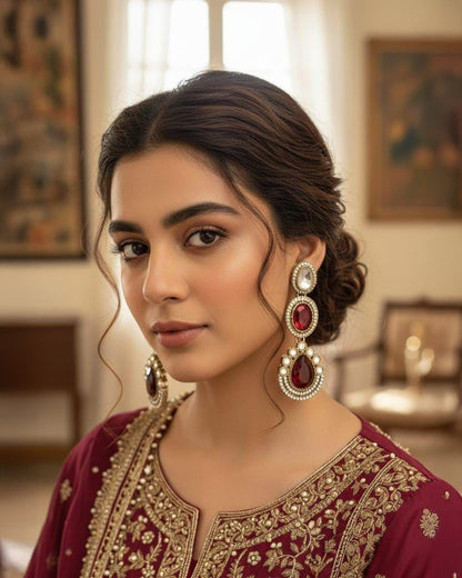 Ruby Amreen Premium Designer Zircone Polki Dupe Earring