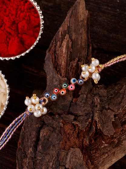 Pack of 3 Divyaan Evil Eye Rakhi with Tilak Set and Card
