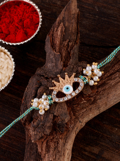Pack of 3 Divyaan Evil Eye Rakhi with Tilak Set and Card