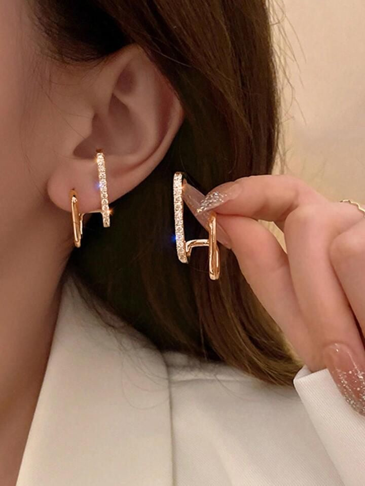 Gold Zircone Cuff Korean Quirky Earring