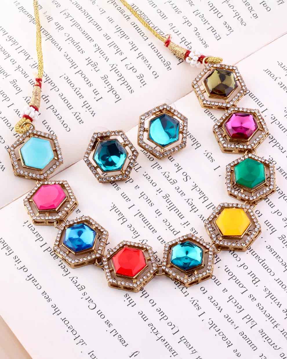 Multi Mishti Polki Dupe Choker Set