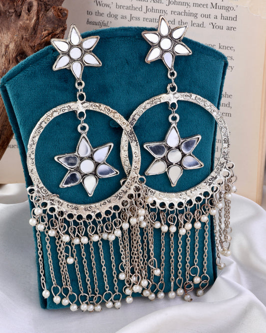 Star String Earring - Oxidised