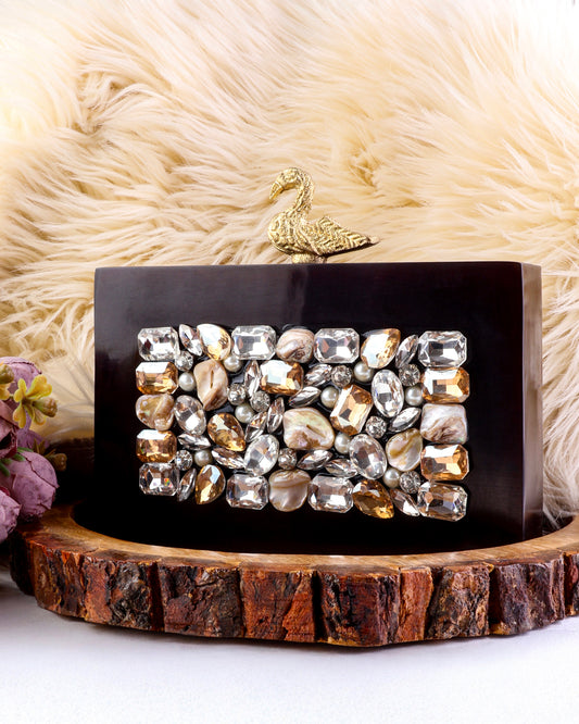 Black Nika Emblished Resin Clutch