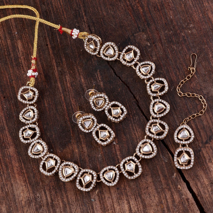 Ramya Polki Dupe Necklace with Earring and Teeka