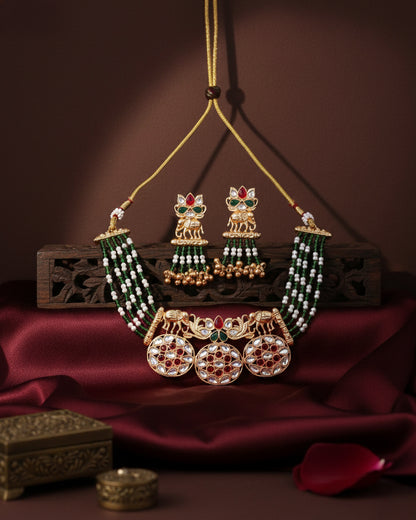 Vineeth Rajwada Necklace Set with Earring