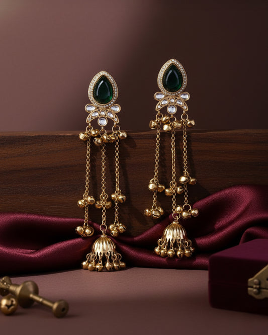 Green Nidhi Kashmiri Look Ghunghru Jhumka Earring