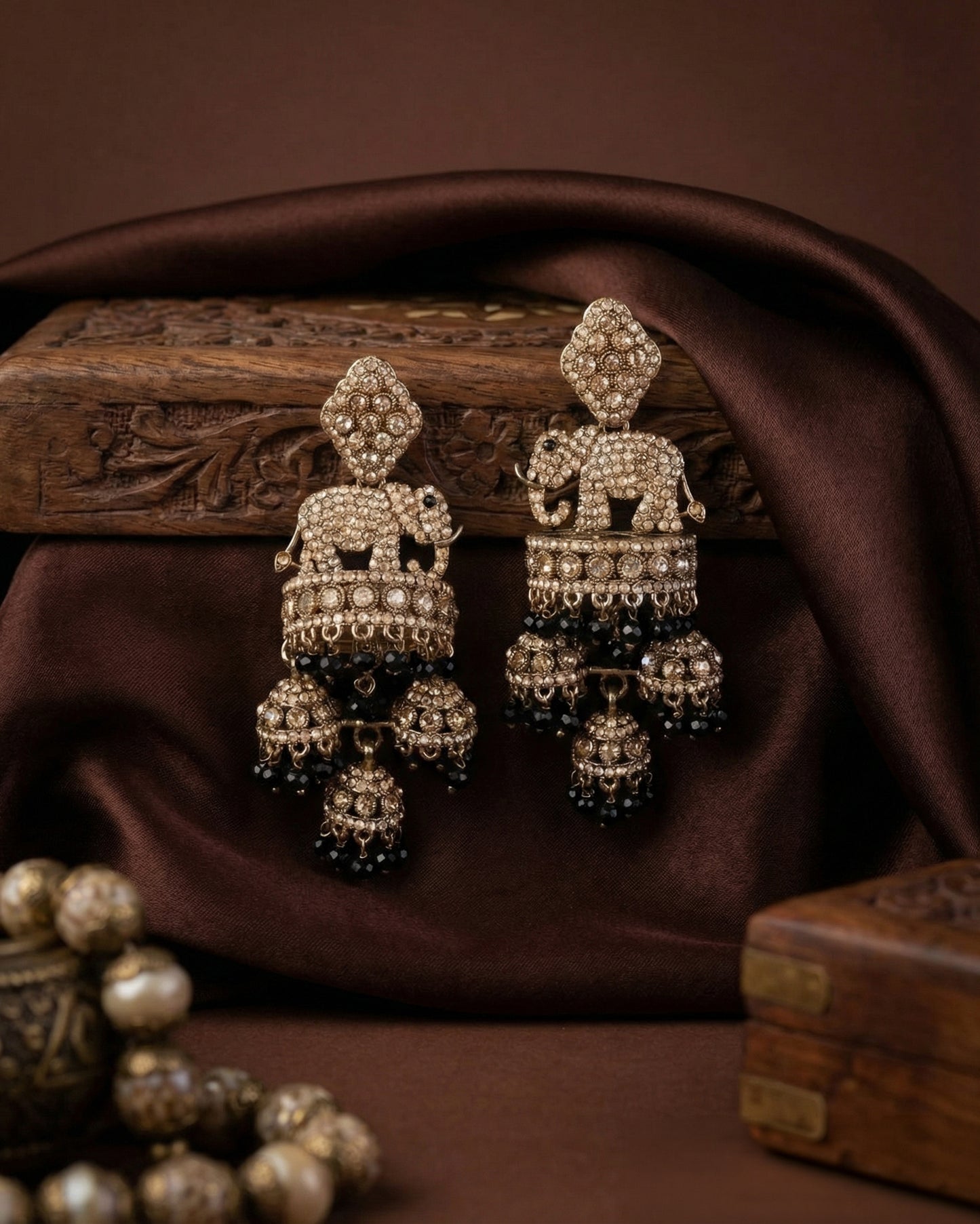 Black Alveena Premium Designer Statement Earring