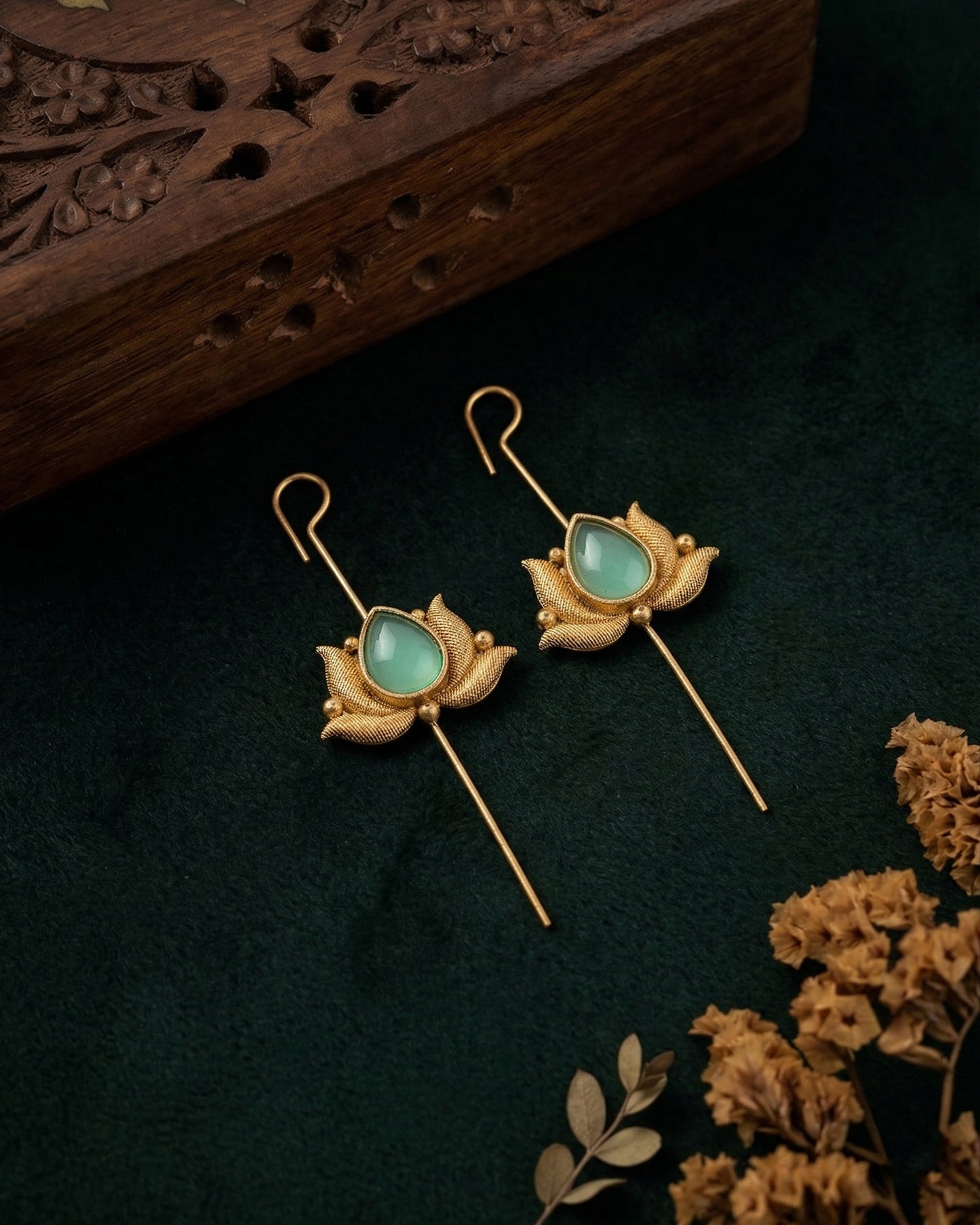Mint Irisha Lotus Designer Ear-Cuff Earring