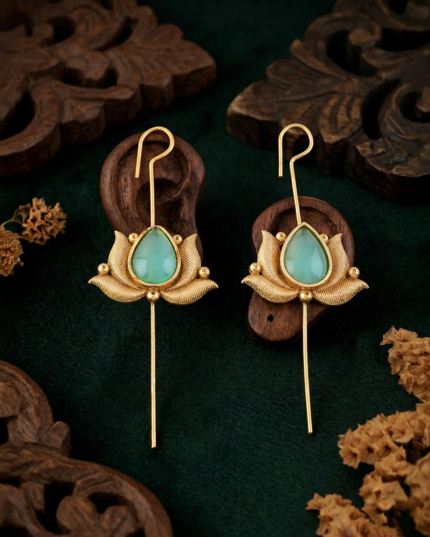 Mint Irisha Lotus Designer Ear-Cuff Earring