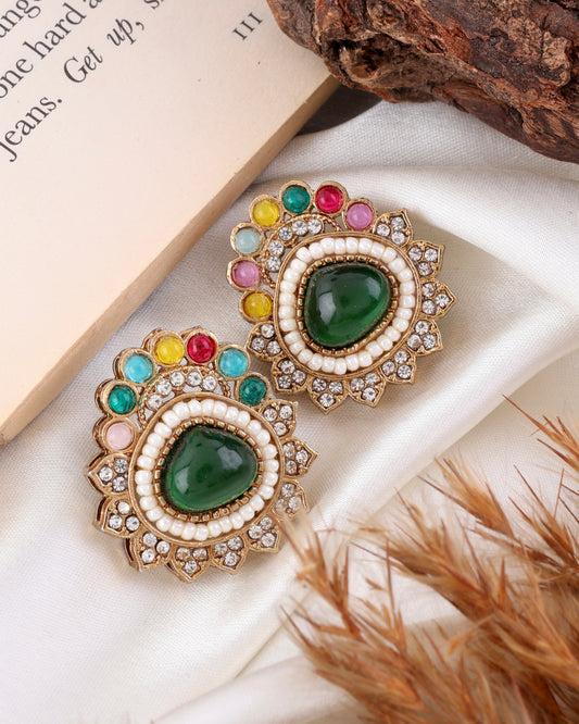 Multi Green Snehal Premium Stud Earring