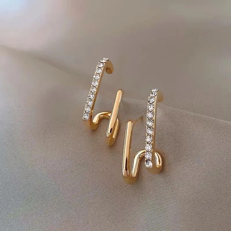 Gold Zircone Cuff Korean Quirky Earring