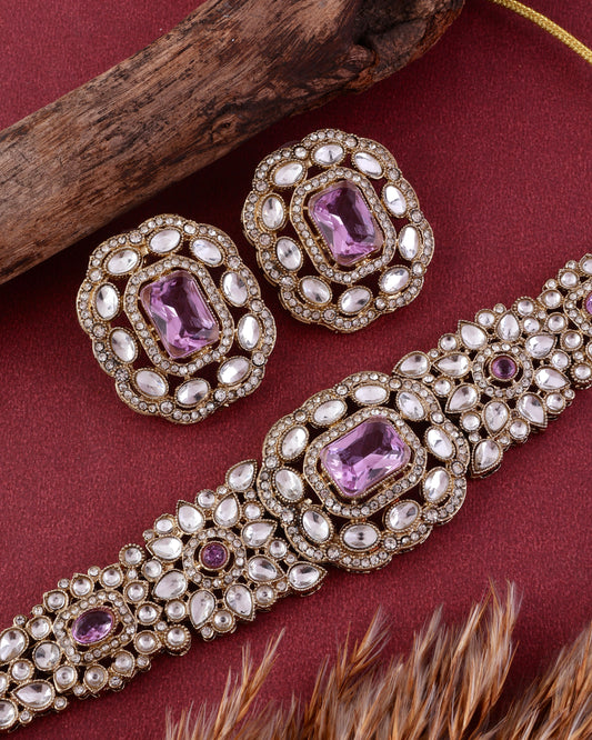 Lilac Gunveen Choker Necklace Earring