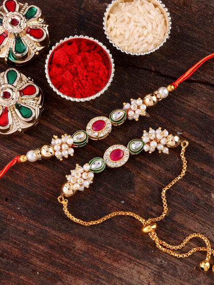 Tantra Bhaiya Rakhi and Bhabhi Bracelet with Tilak Set and Card
