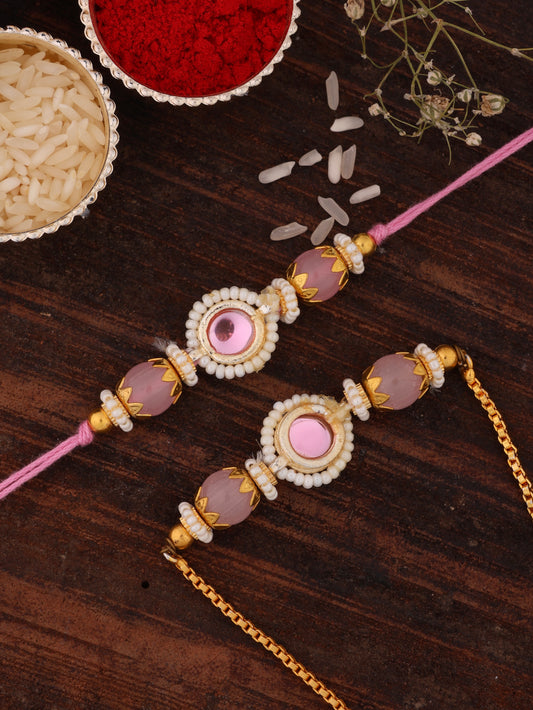 Blush Adrika Bhaiya Bhabhi Rakhi with Tilak Set and Card