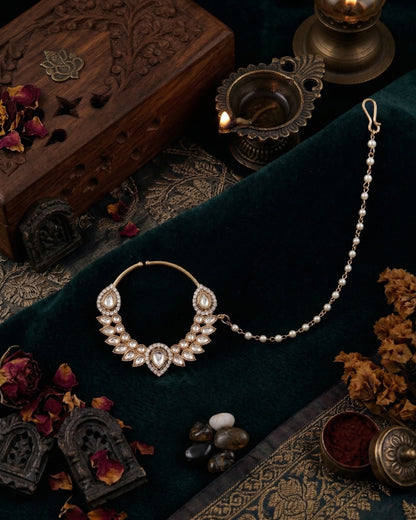 Vikrant Nath Non Pierced Kundan Nose Ring