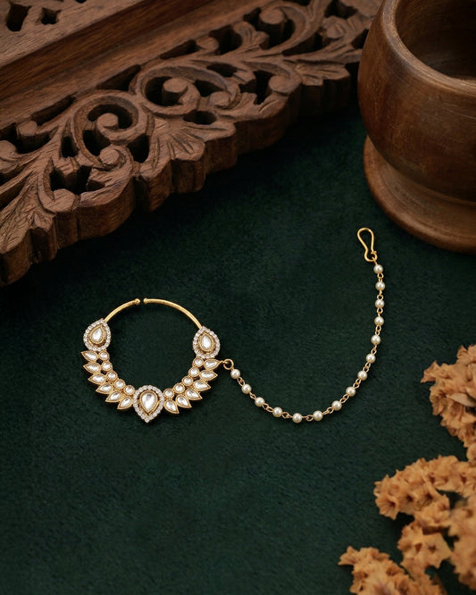 Vikrant Nath Non Pierced Kundan Nose Ring