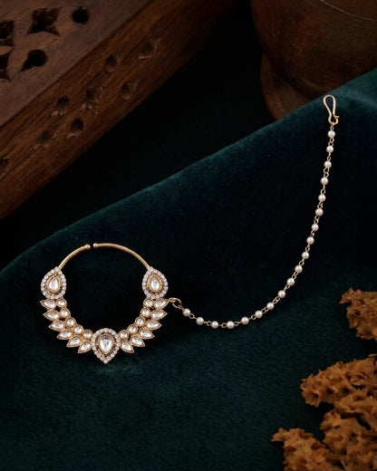 Vikrant Nath Non Pierced Kundan Nose Ring