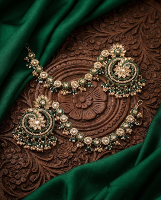 Green Avyukt Bahubali Chandbali with Sahara