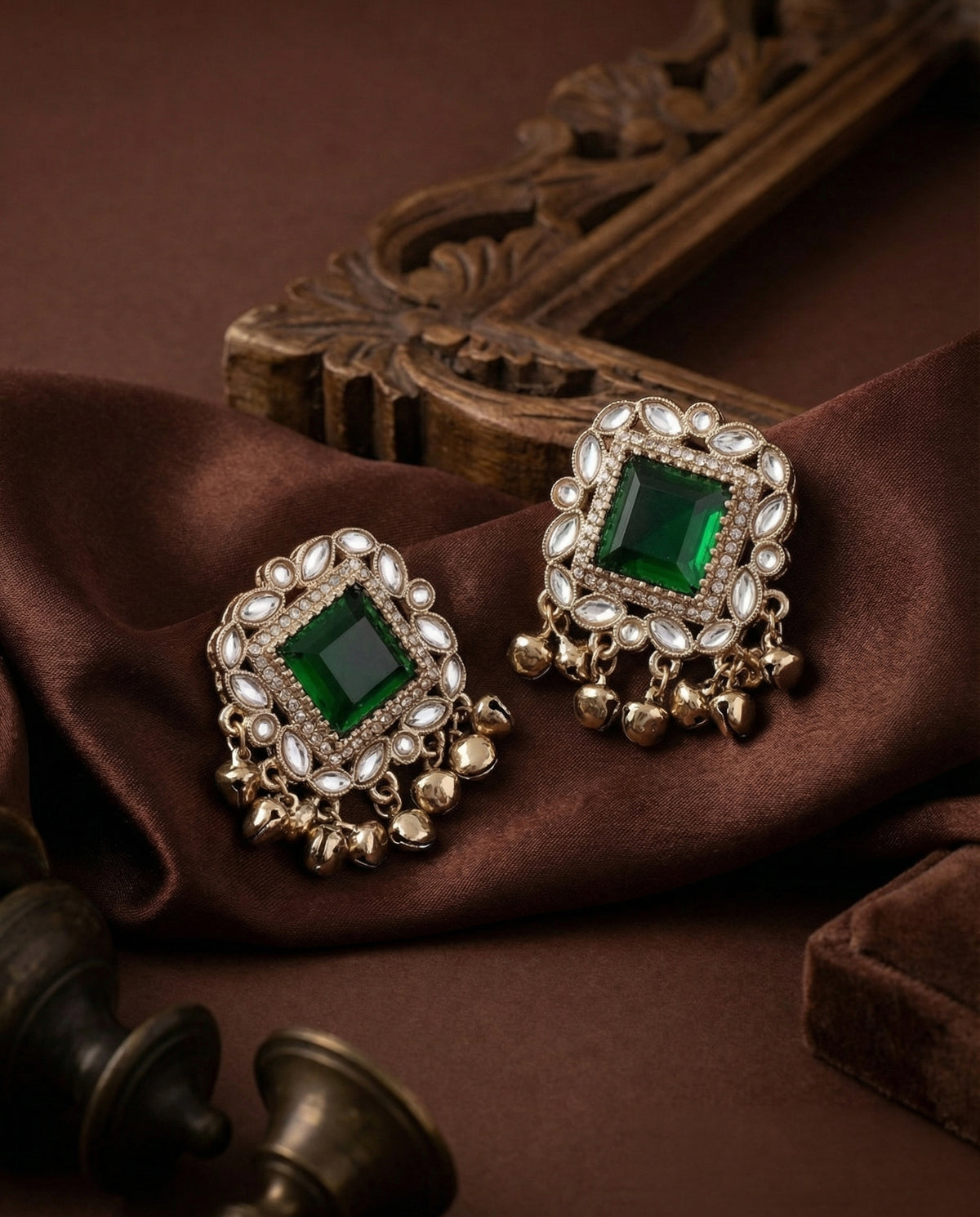 Green Zarrah Kashmiri Look Ghunghru Earring