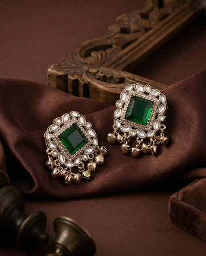Green Zarrah Kashmiri Look Ghunghru Earring