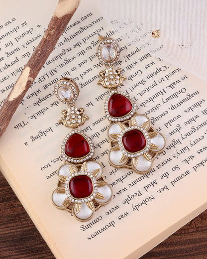 Ruby Asher Designer Earring with Premium Monalisa and Zircone Stone Detailing
