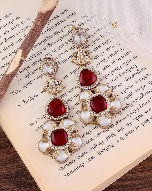 Ruby Asher Designer Earring with Premium Monalisa and Zircone Stone Detailing