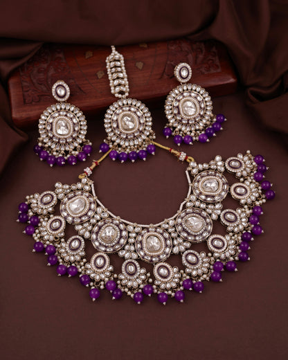Purple Vyanika Necklace Earring with Teeka