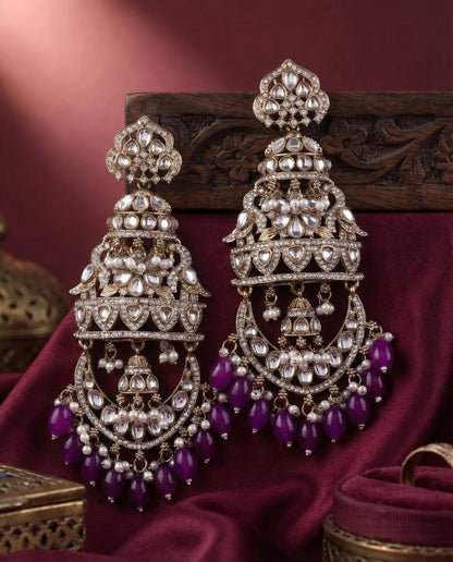 Purple Kavleen Premium Designer Statement Earring