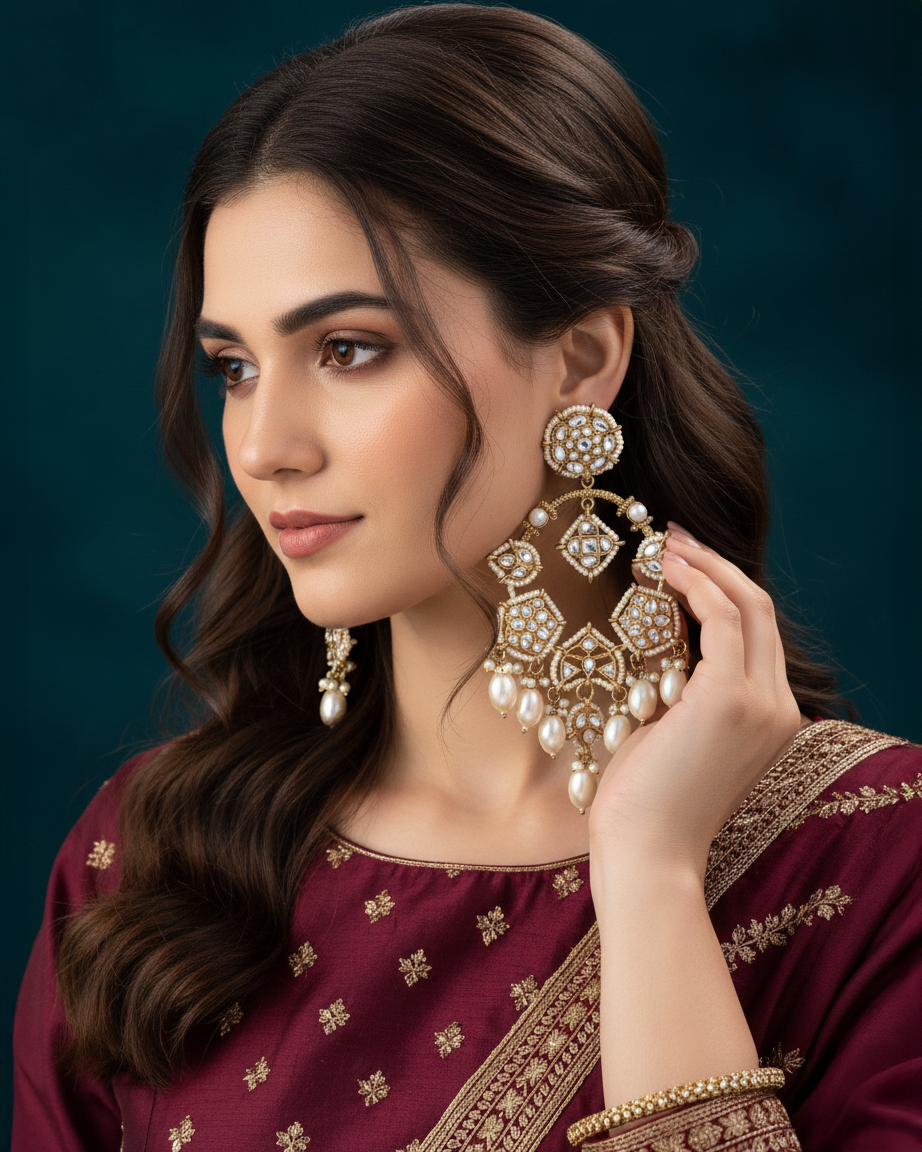 Manukrit Designer Premium Chandbali Earring