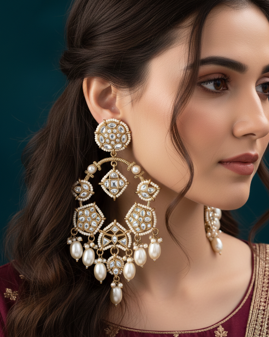 Manukrit Designer Premium Chandbali Earring
