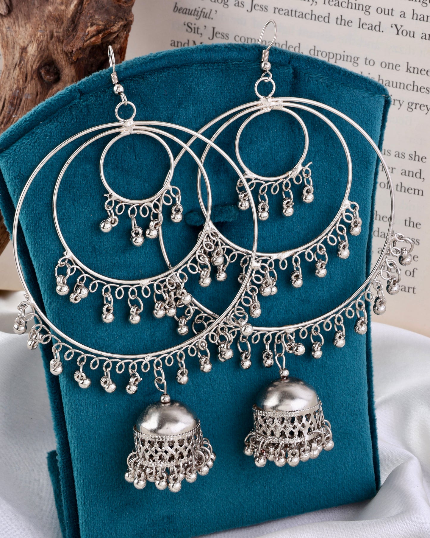 Curl String Jhumka - Oxidised