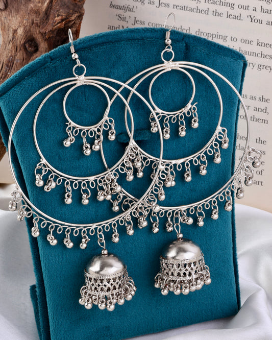 Curl String Jhumka - Oxidised