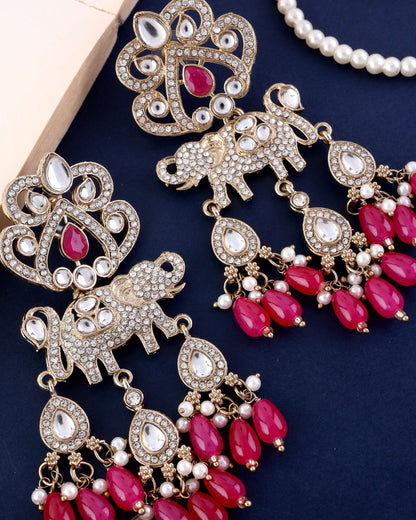 Pink Vighnesh Designer Zircone Earring